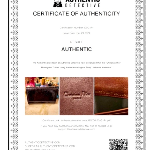 CHRISTIAN DIOR TROTTER MONOGRAM LEATHER LONG WALLET COA - Picture 9 of 9